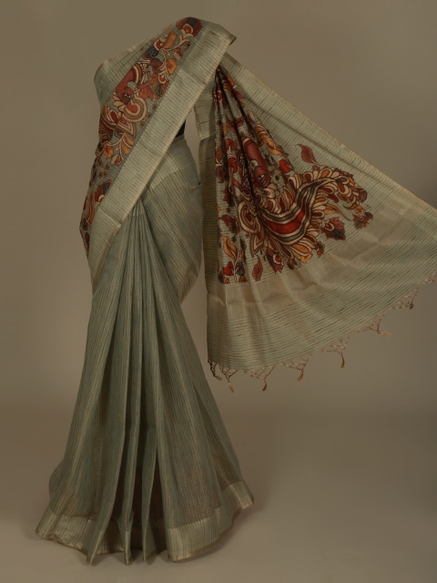 

Pothys Green & Brown Tissue Printed Saree