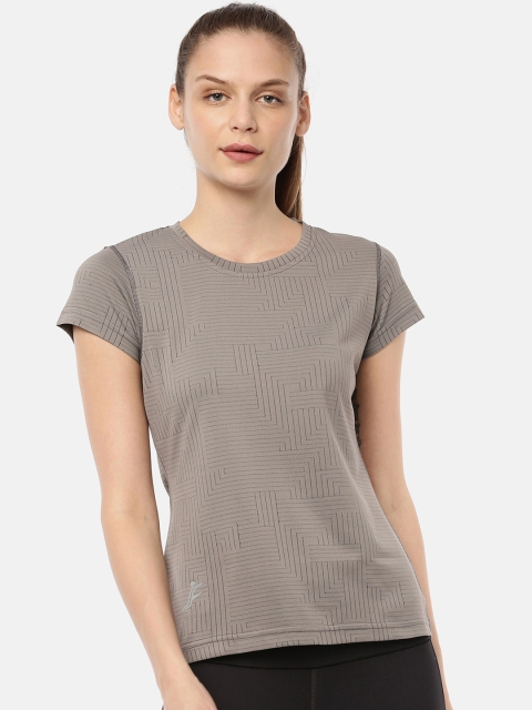 

FINO Women Grey Self Design Round Neck T-shirt