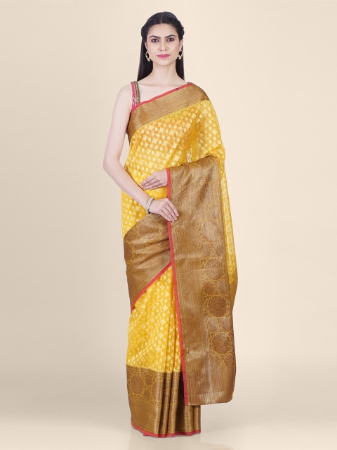

Shruti and Mangaaysh Yellow Woven Design Handloom Banarasi Saree