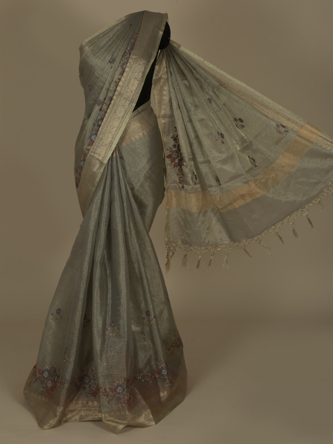 

Pothys Grey Woven Design Tissue Saree