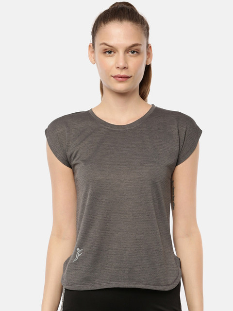 

FINO Women Grey Solid V-Neck T-shirt