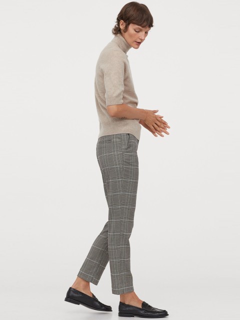 

H&M Women Grey Checked Suit Trousers