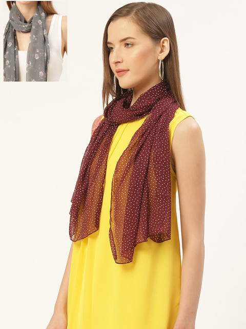 

Trend Arrest Women Pack of 2 Printed Scarves, Brown