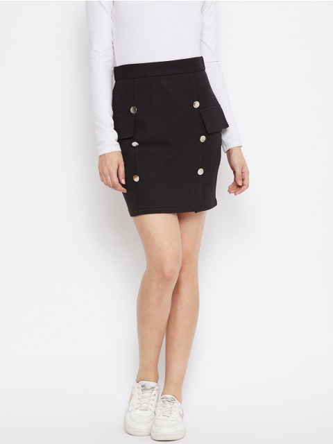 

Rider Republic Women Black Solid Mini Pencil Skirt