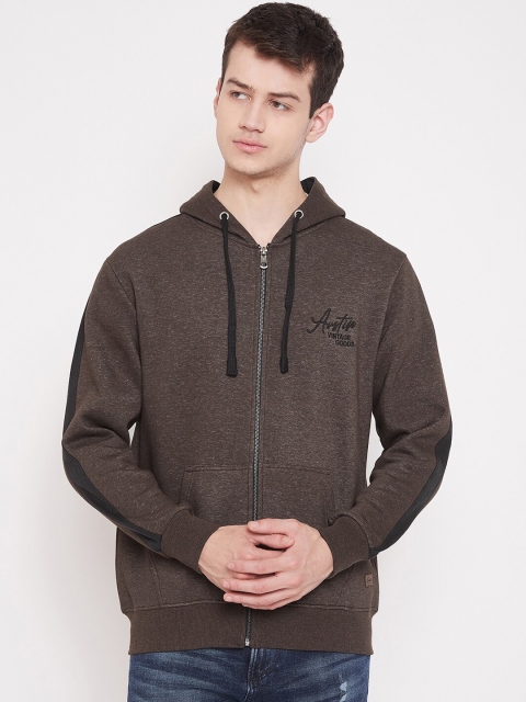 

Austin wood Men Brown Solid Hooded Sweatshirt