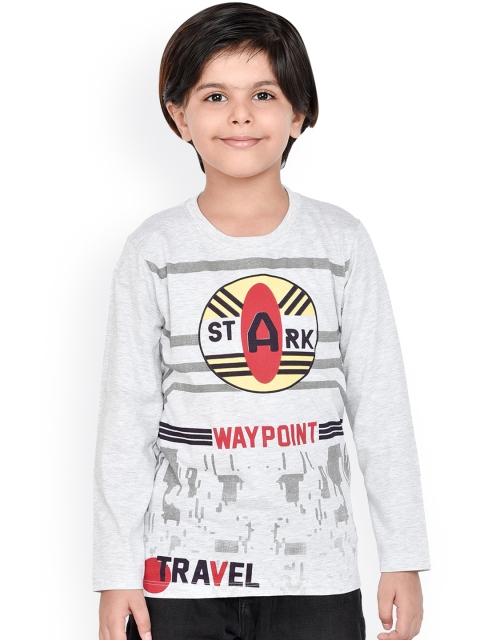 

ORANGE PUMPKKIN Boys Grey Printed Round Neck T-shirt