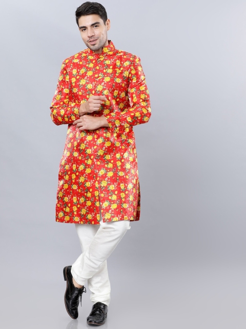 

Svanik Men Orange & White Printed Sherwani