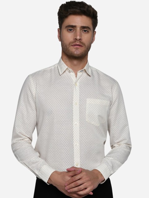 

Greenfibre Men White Regular Fit Printed Formal Shirt