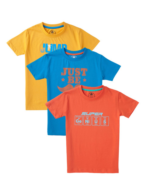 

Cub McPaws Boys Pack Of 3 Printed Round Neck T-shirt, Blue