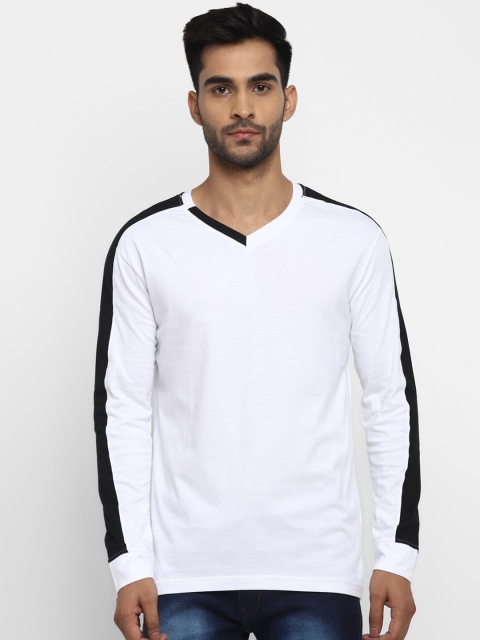 

Routeen Men White Solid V-Neck T-shirt