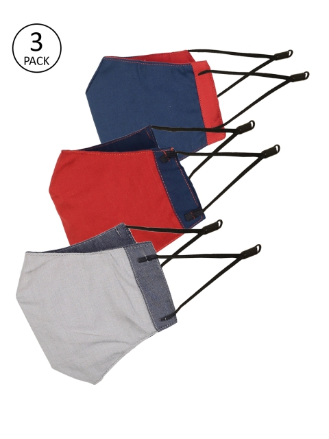 

Balista Pack Of 3 Solid 4-Ply Reusable Adjustable Anti Dust Cloth Masks, Navy blue