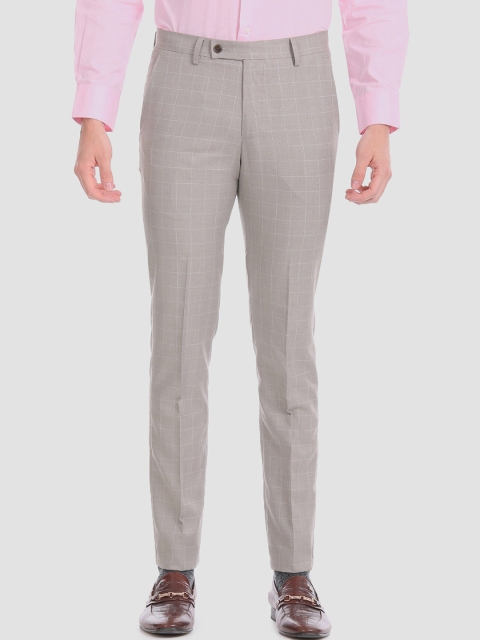 

Arrow Men Brown Slim Fit Checked Formal Trousers