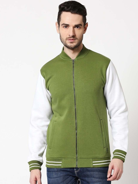 

Bewakoof Men Green Solid Water Resistant Bomber