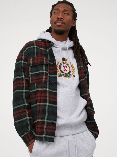 

H&M Men Grey Printed Hooded Top
