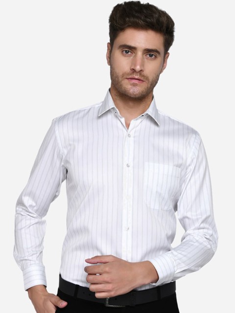

Greenfibre Men White & Grey Regular Fit Striped Casual Shirt