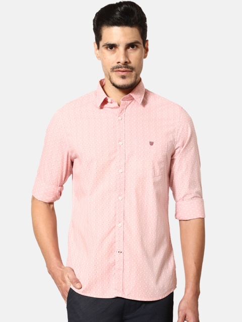 

J Hampstead Men Pink Slim Fit Printed Casual Shirt