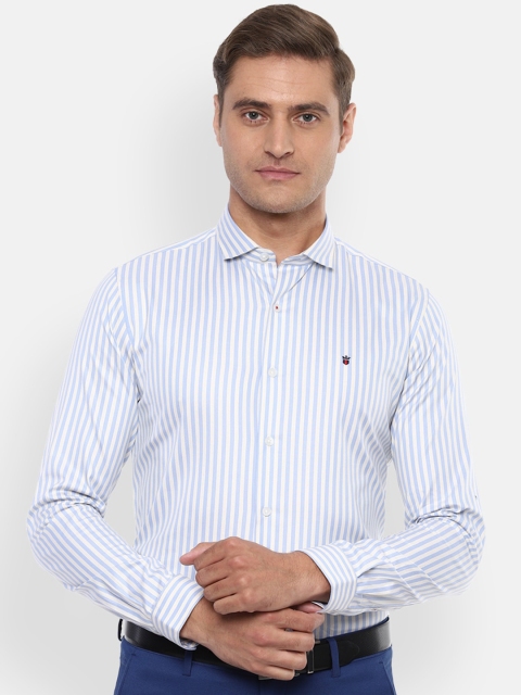 

Louis Philippe Sport Men White & Blue Slim Fit Striped Formal Shirt