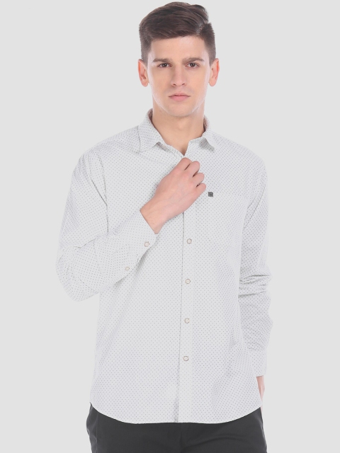 

Arrow Men White & Grey Regular Fit Printed Casual Shirt