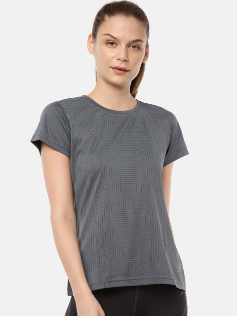 

FINO Women Grey Self Design Boat Neck T-shirt