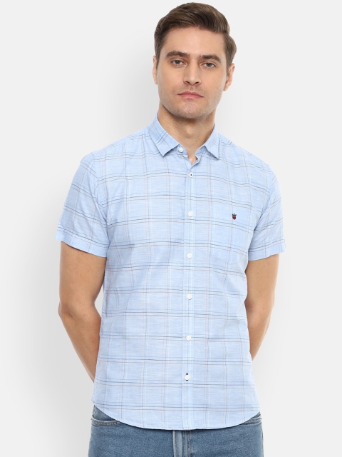 

Louis Philippe Sport Men Blue & Orange Slim Fit Checked Casual Shirt