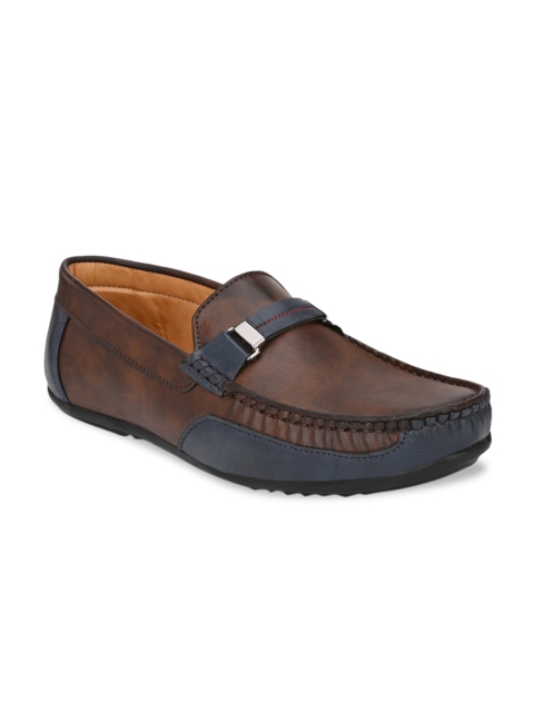 

Azzaro Black Men Brown Loafers