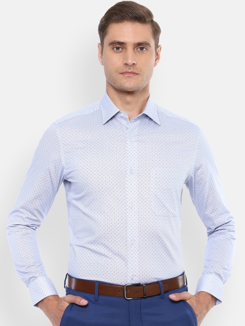 

Louis Philippe Men White & Blue Regular Fit Printed Formal Shirt