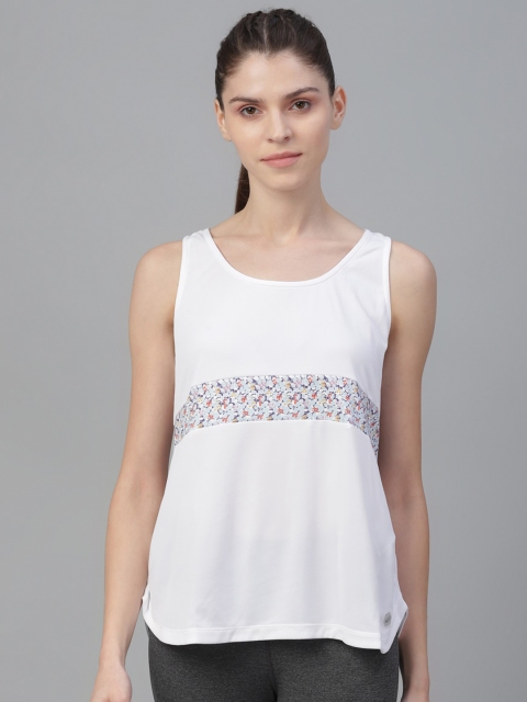 

ASICS Women White & Blue Floral Printed Tank Top
