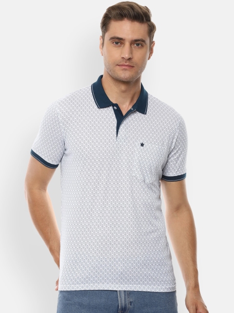 

Louis Philippe Men Navy Blue Printed Polo Collar T-shirt