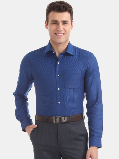 

Arrow Men Navy Blue Slim Fit Self Design Casual Shirt