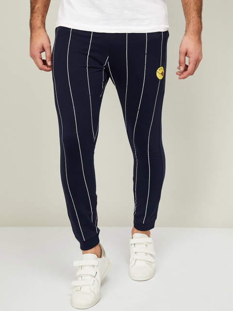 

Smiley World Men Navy Blue & White Striped Joggers