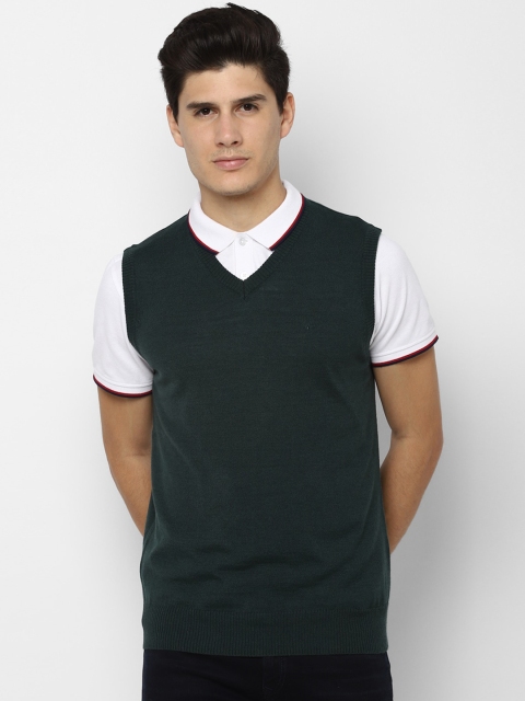 

Allen Solly Men Green Solid Sweater Vest