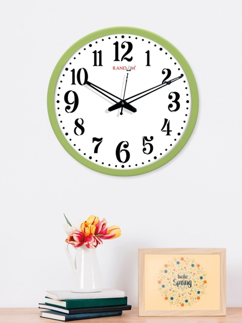 

RANDOM Green & White Solid Round Shaped Analogue Wall Clock With Glass