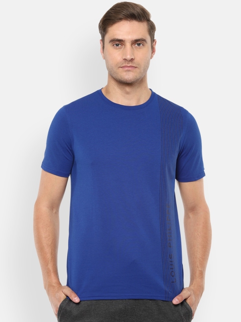 

Louis Philippe ATHPLAY Men Blue Solid Round Neck T-shirt