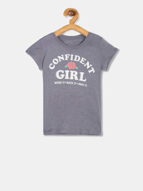 

The Childrens Place Girls Grey Printed Round Neck T-shirt