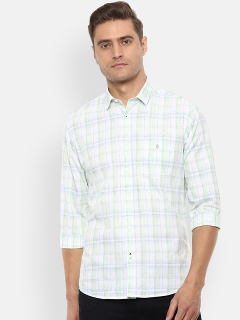 

Louis Philippe Sport Men White & Green Slim Fit Checked Casual Shirt