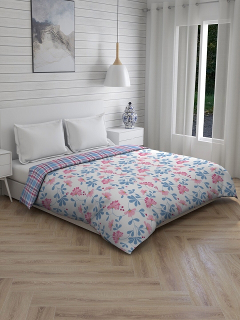 

Layers Pink & White Floral Printed Double King 120 TC Bedding Set With Comforter