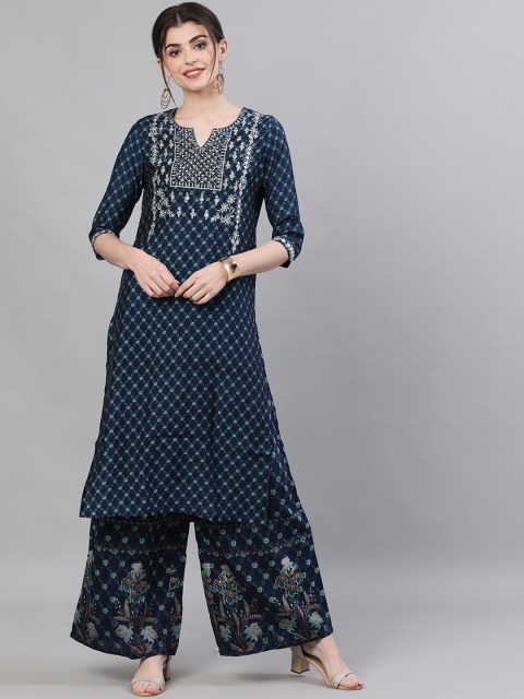 

Ishin DESIGNER STUDIO Women Blue Printed Kurta with Palazzos