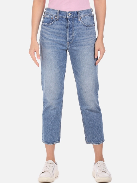 

GAP Women Blue Regular Fit High-Rise Clean Look Cropped Jeans