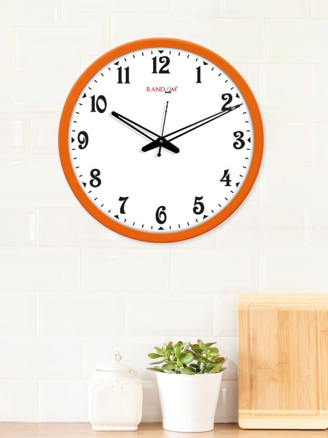 

RANDOM Orange & White Solid Round Shaped 30 cm Analogue Wall Clock