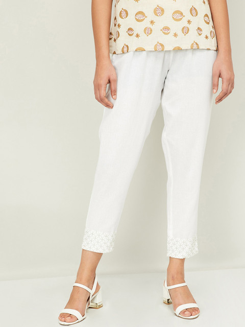 

Melange by Lifestyle Women White Regular Fit Solid Regular Trousers