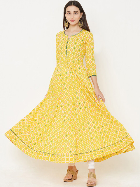 

FASHOR Women Yellow Printed Anarkali Kurta
