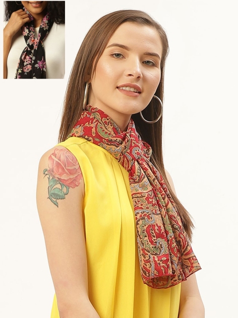 

Trend Arrest Women Red & Black Printed Scarf