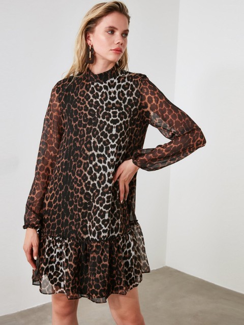 

TRENDYOL COLLECTION Women Brown Printed A-Line Dress