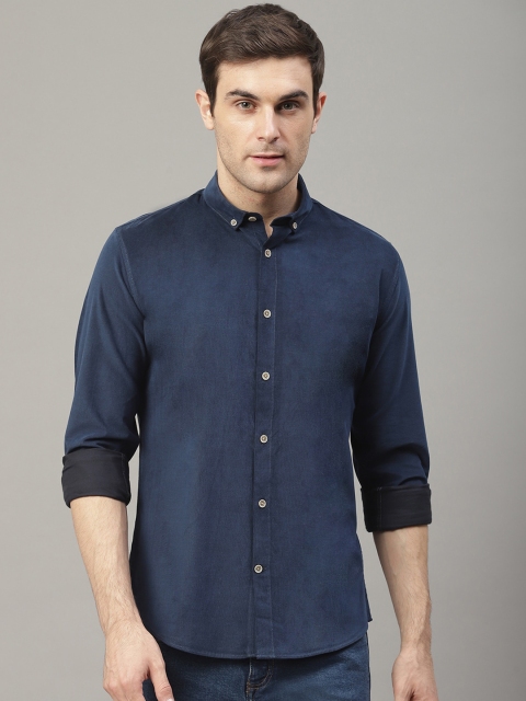 

LINDBERGH Men Navy Blue Slim Fit Solid Casual Shirt