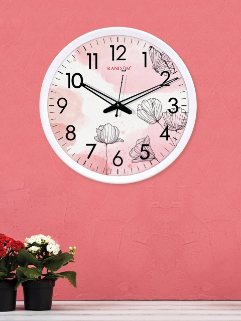 

RANDOM White & Pink Round Printed 30.48 cm Analogue Wall Clock