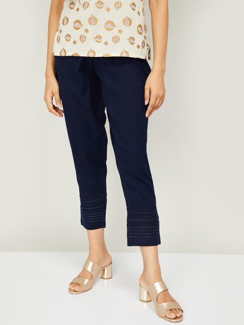 

Melange by Lifestyle Women Navy Blue Solid Regular Trousers