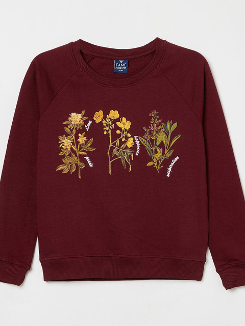 

Fame Forever by Lifestyle Girls Burgundy & Yellow Printed Sweatshirt