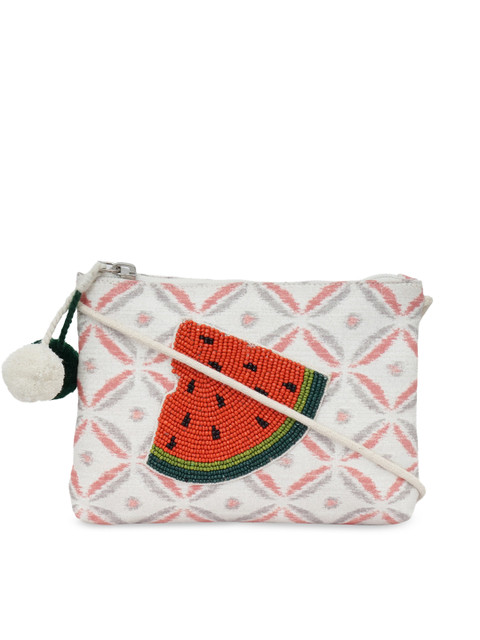 

Diwaah White & Pink Self Design Sling Bag
