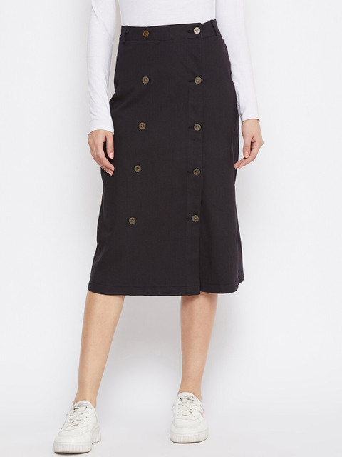 

Rider Republic Women Black Solid A-Line Wrap Skirt