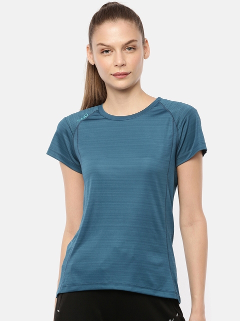 

FINO Women Blue Solid Round Neck T-shirt